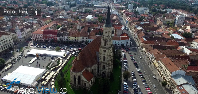 Piata Unirii Cluj fotografie aeriana